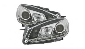 VW Golf 6 pedn svtla s LED pskem - Chrom.