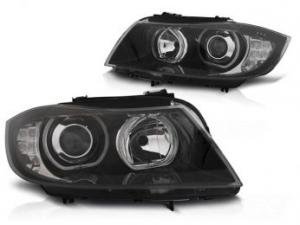 BMW E90+E91 pedn svtla LED Angel Eyes - Black. LED blika.