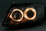 BMW E90+E91 pedn svtla Angel Eyes-Black. LED blika.