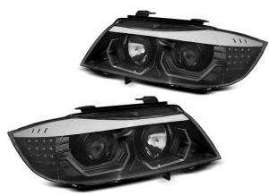 BMW E90+E91 pedn svtla LED Angel Eyes - Black. LED blika.