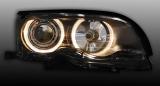 BMW E46 (coupe + cabrio) pedn svtla Angel Eyes-Black (FACELIFT)